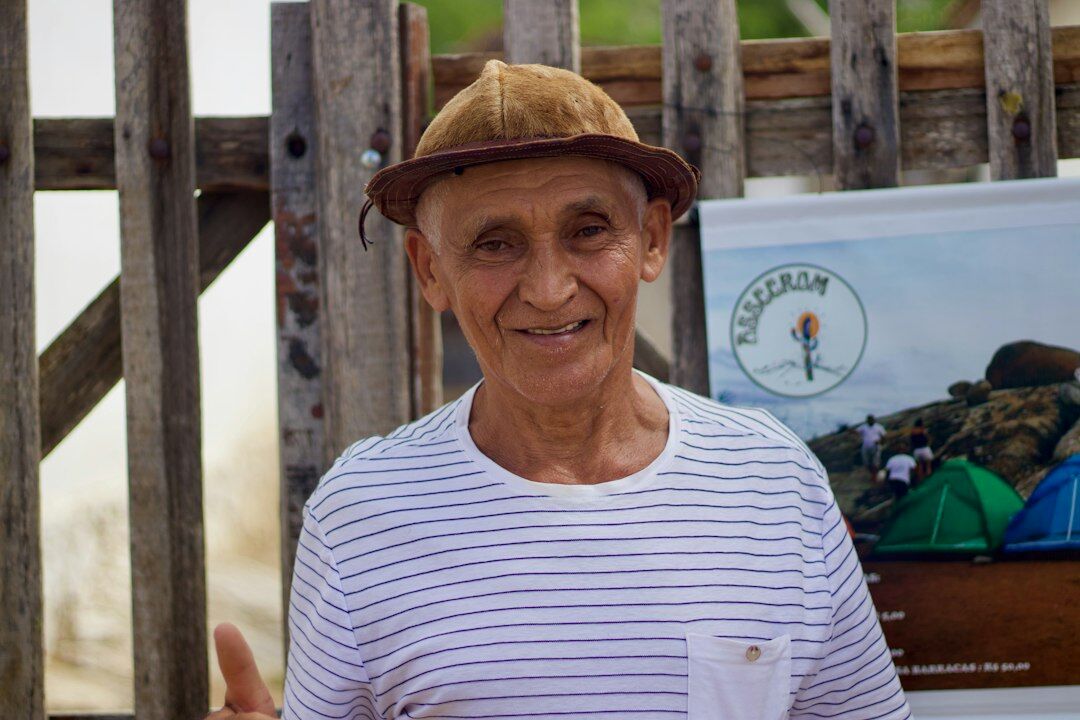 elderly danish villager smiling