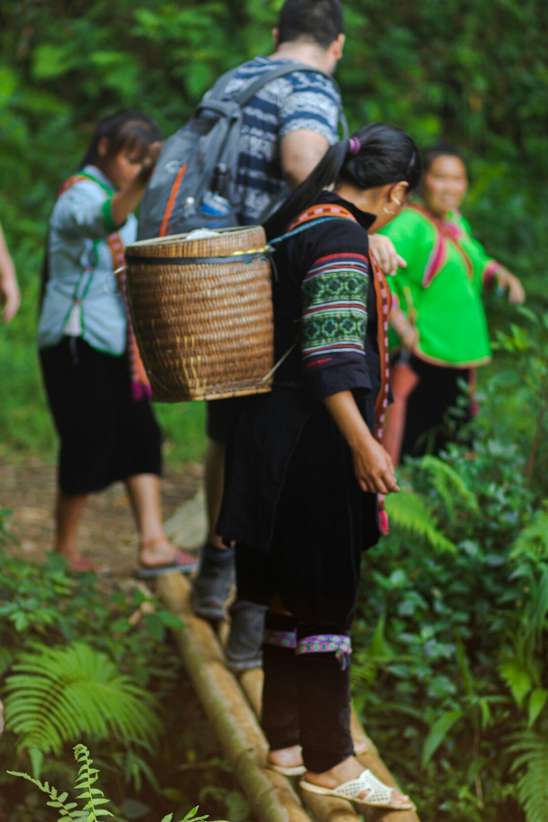 group of villagers chatting